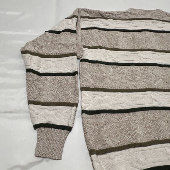 Fisherman Sweater 100% Cotton Cable Knit VINTAGE USA Grandpa Cottagecore Sz L - Picture 11 of 13